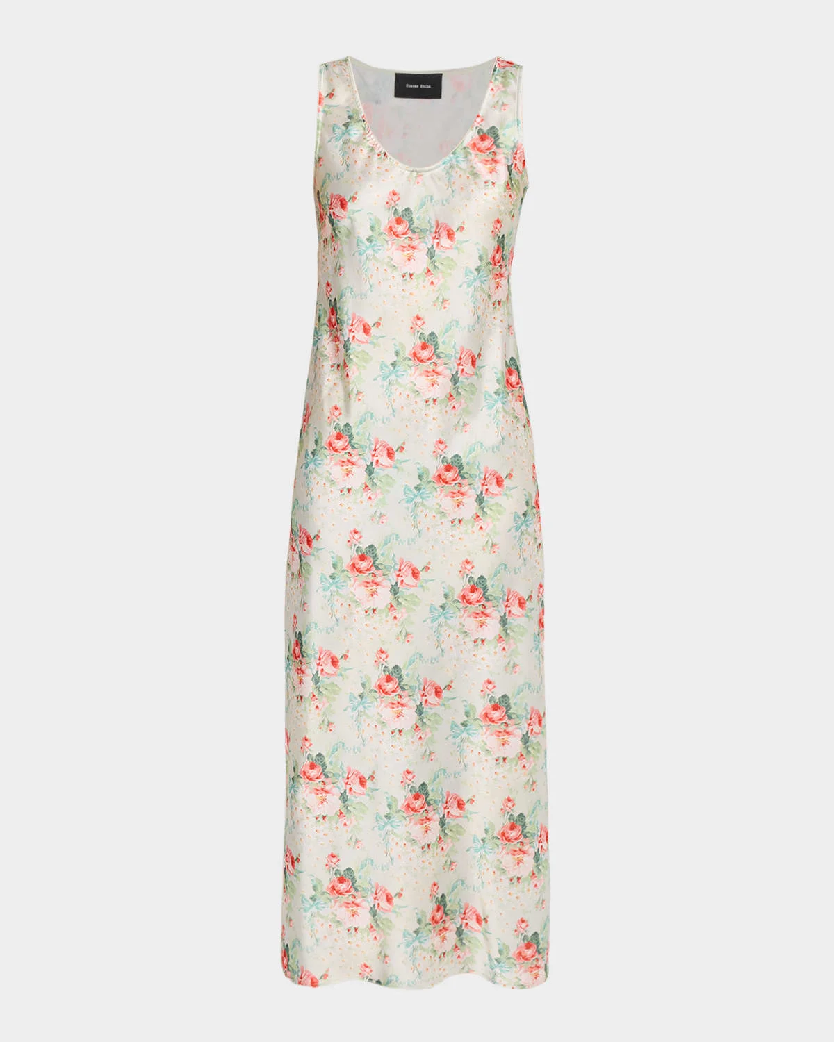 Scoop-Neck Satin Maxi Camisole Dress - 1