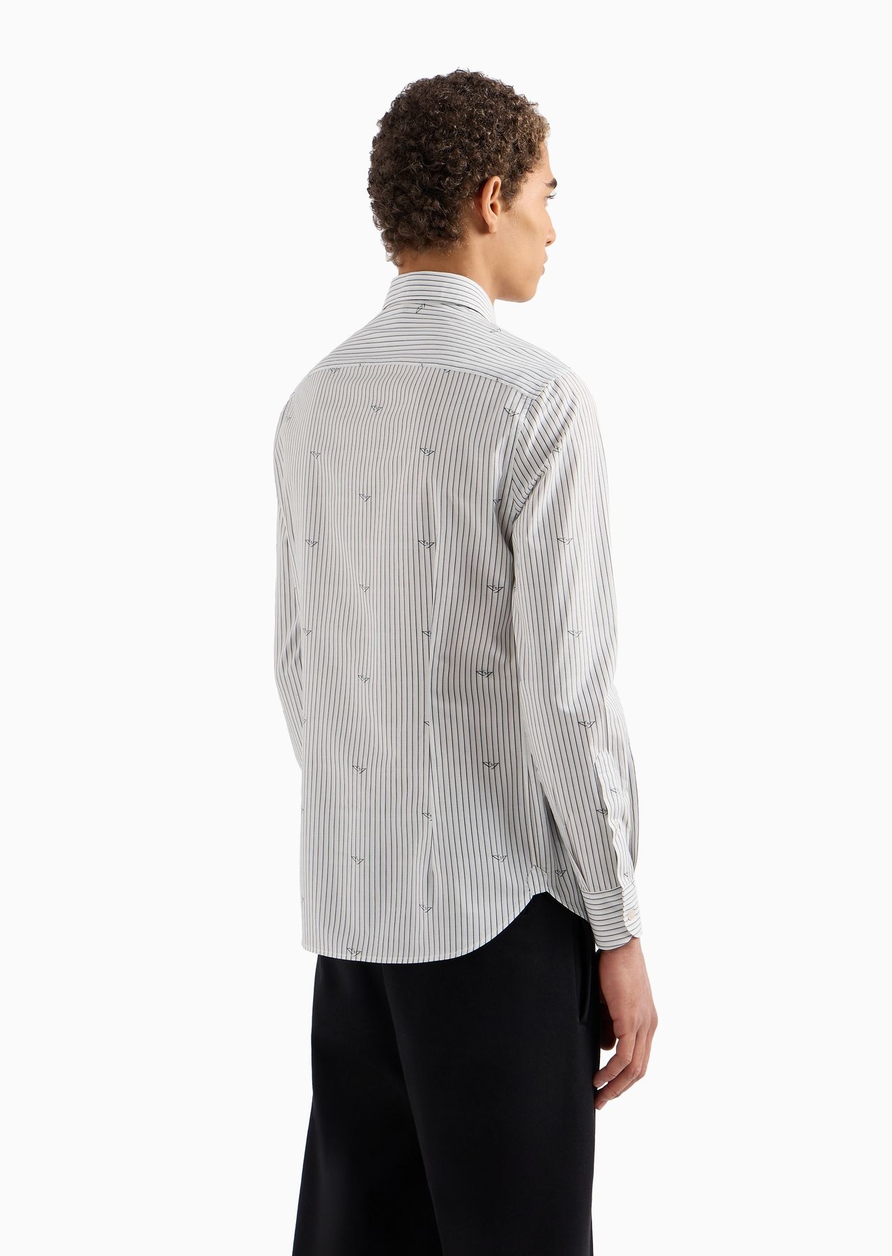 Cotton fil coupé shirt with vertical jacquard stripes - 3