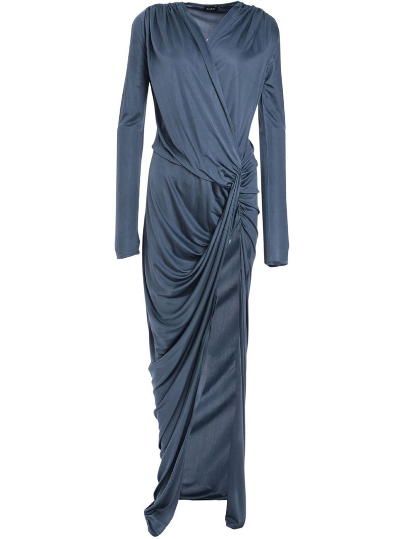 V-neck draped maxi dress 1