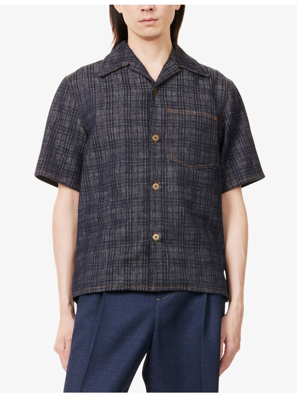 Spread-Collar Cotton Denim Shirt - 3