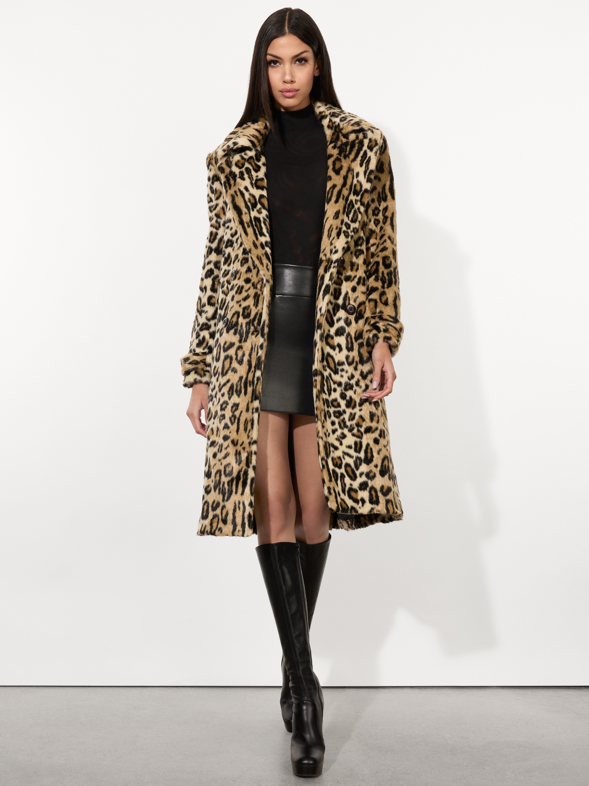 NICHOLAS OVERSIZED DOUBLE BREASTED FAUX FUR COAT - 1