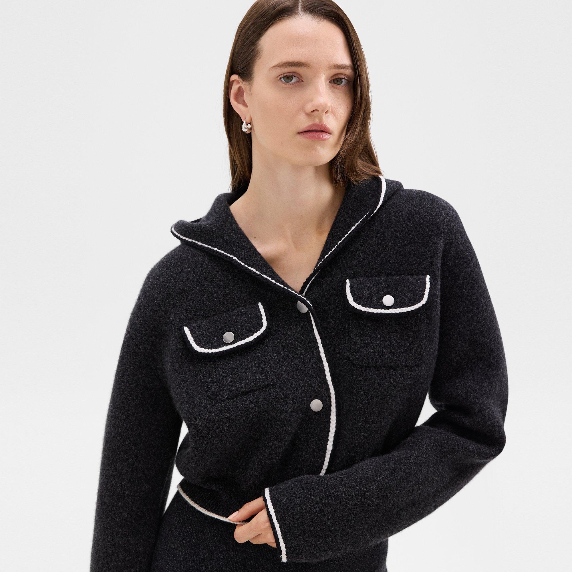 Hooded Cardigan Jacket in Felted Wool-Cashmere - 5