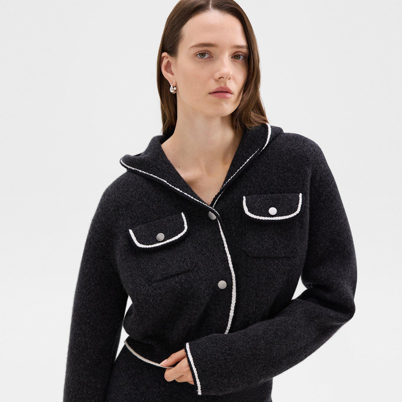 Hooded Cardigan Jacket in Felted Wool-Cashmere 5