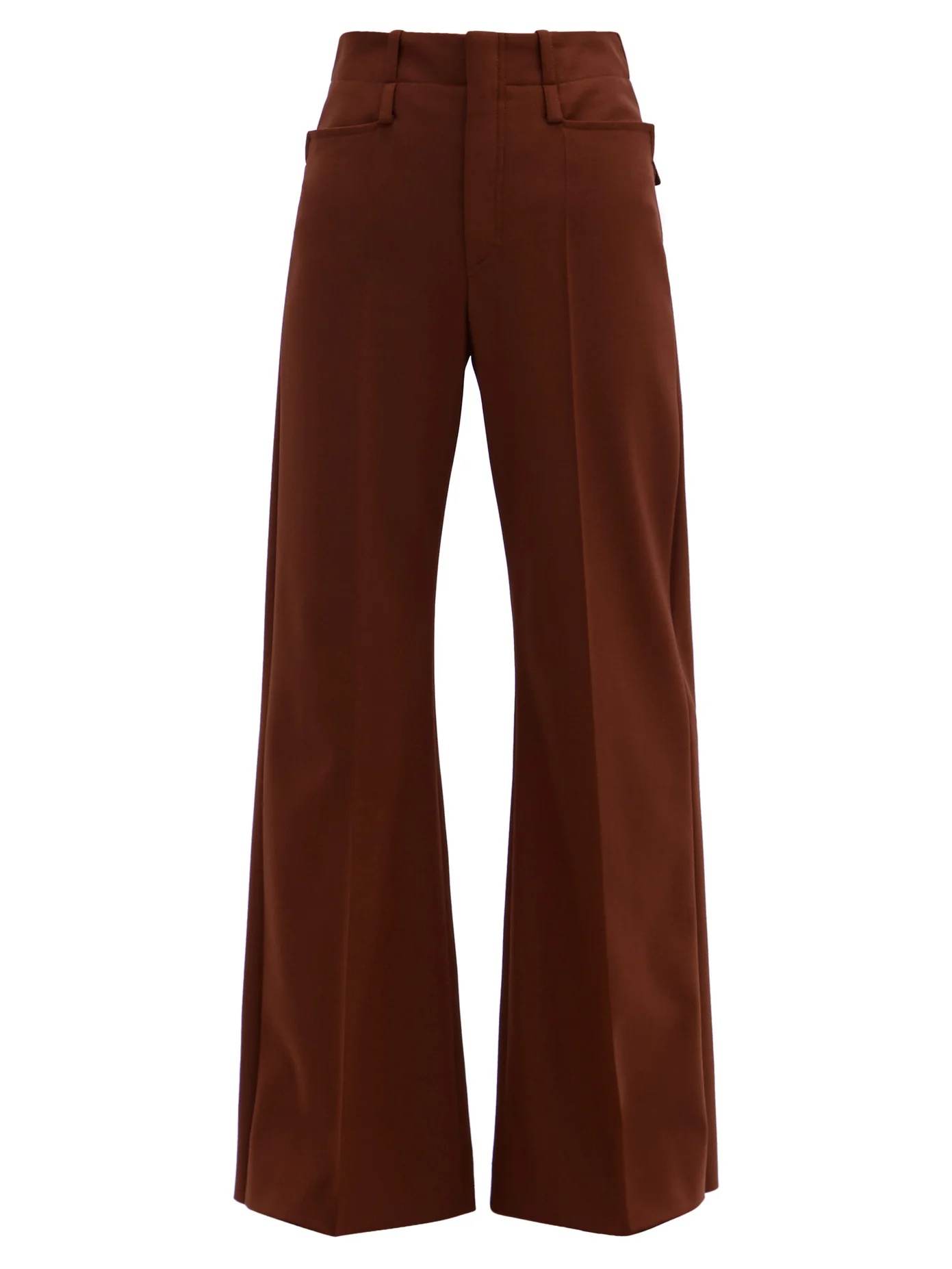 Flared-leg wool-blend twill trousers - 1