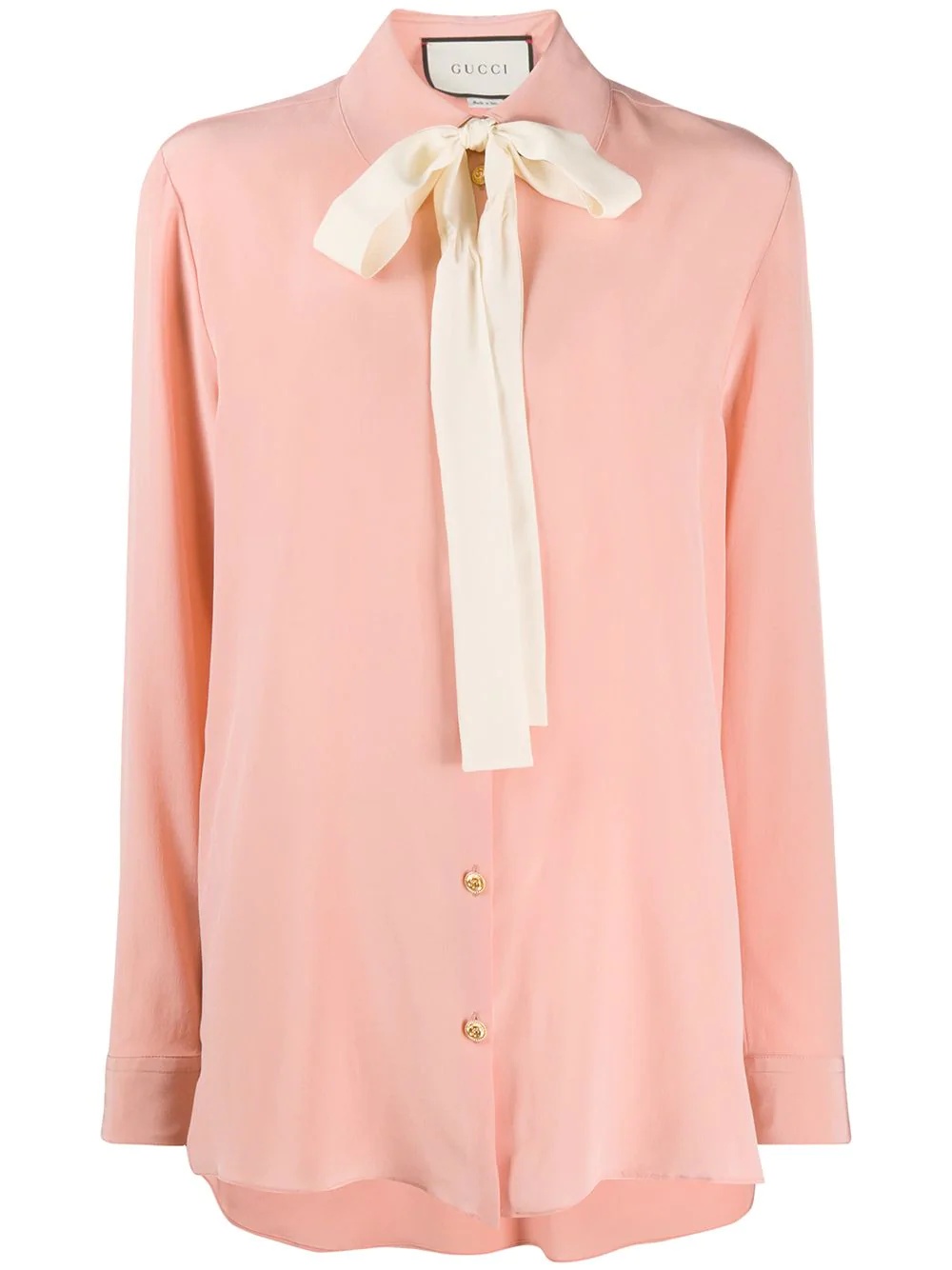 pussy bow silk shirt - 1