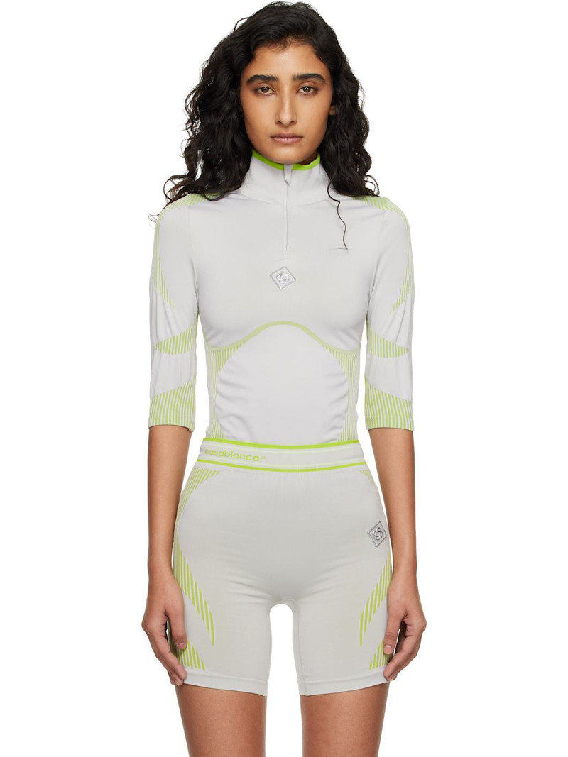 Gray & Green Seamless Half-Zip T-shirt 1