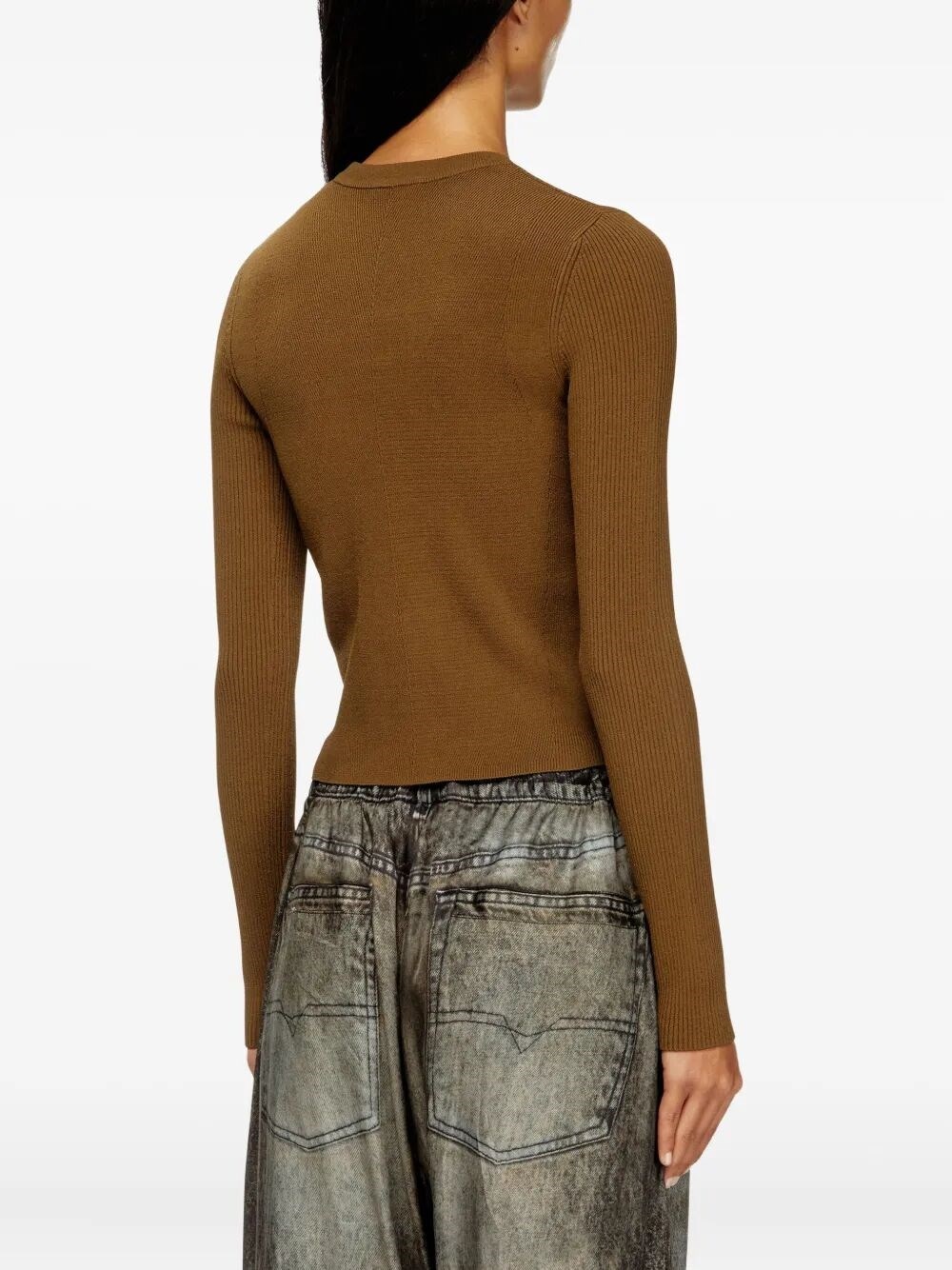 `M-Valari` Rib-Knit Viscose-Blend Top With `Oval D` - 4