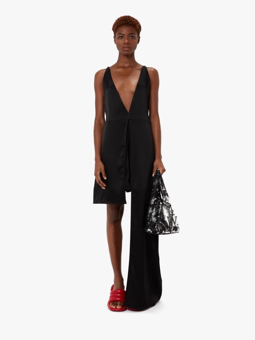 Asymmetric V-neck jumpsuit - 2