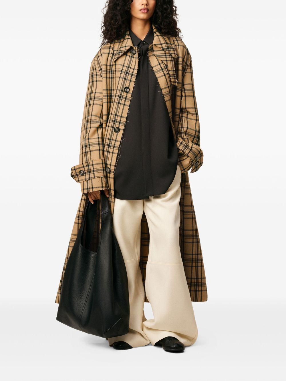belted checked coat - 7