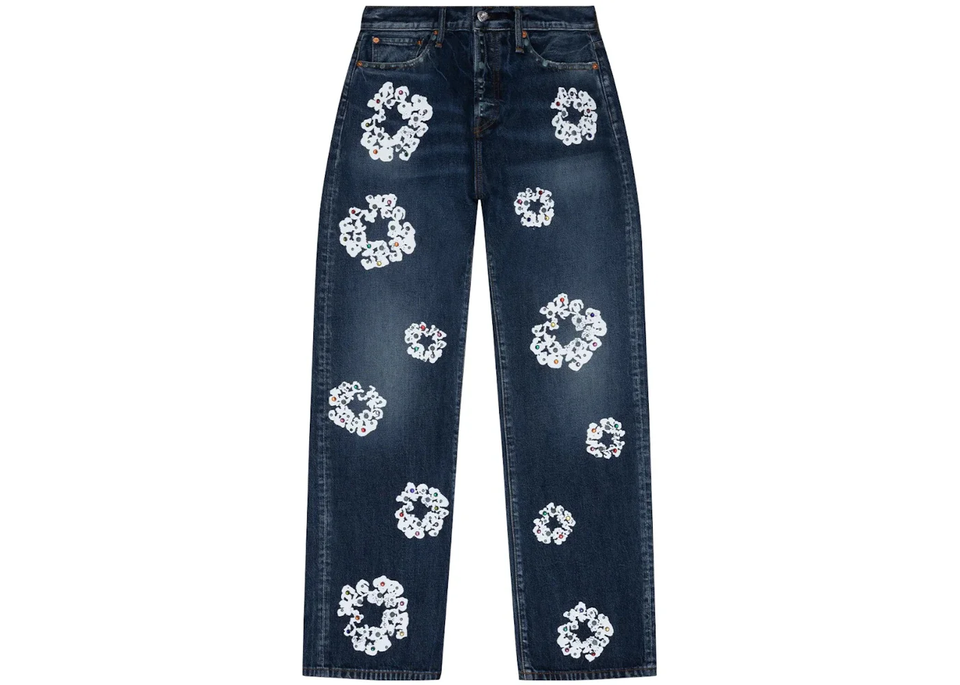 Denim Tears Baggy Rhinestone Cotton Wreath Denim Pant Dark Wash - 1