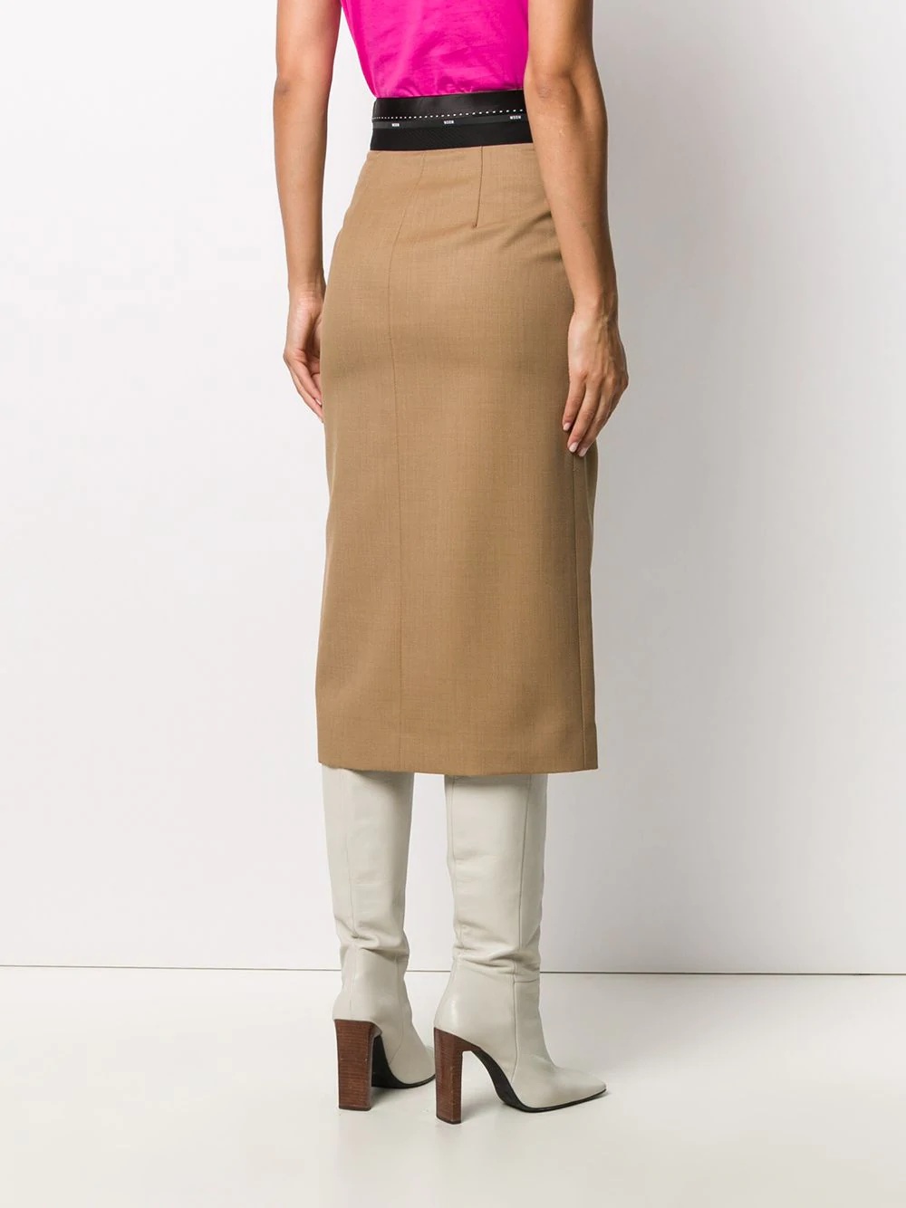 logo waistband pencil skirt - 4