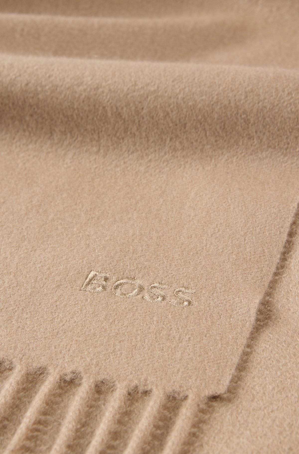 ITALIAN-CASHMERE SCARF WITH FRINGING AND EMBROIDERED LOGO - 4