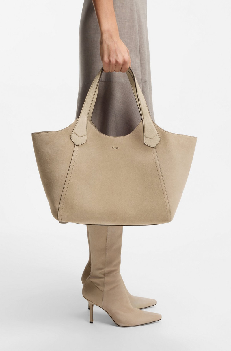 LEATHER-TRIM TOTE BAG IN SUEDE 4