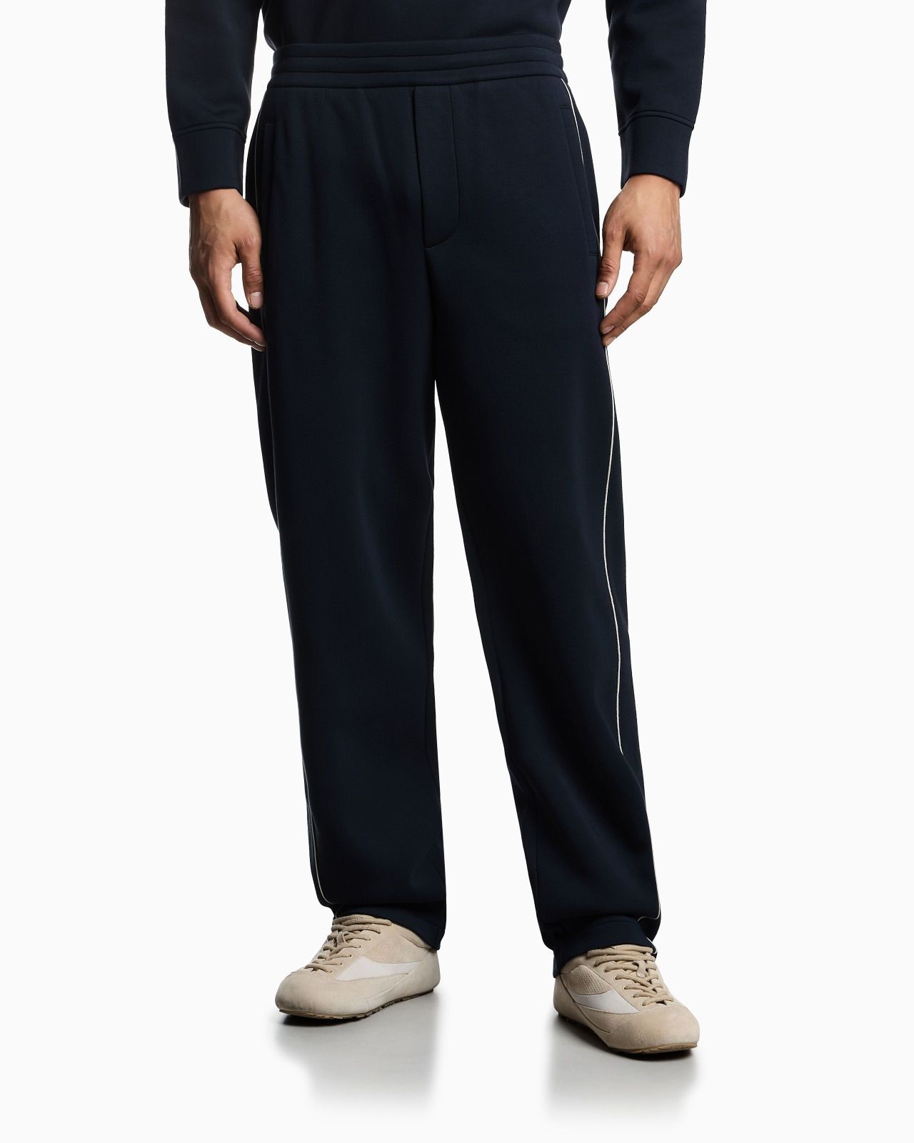 DOUBLE-JERSEY TROUSERS WITH PIPING - 4