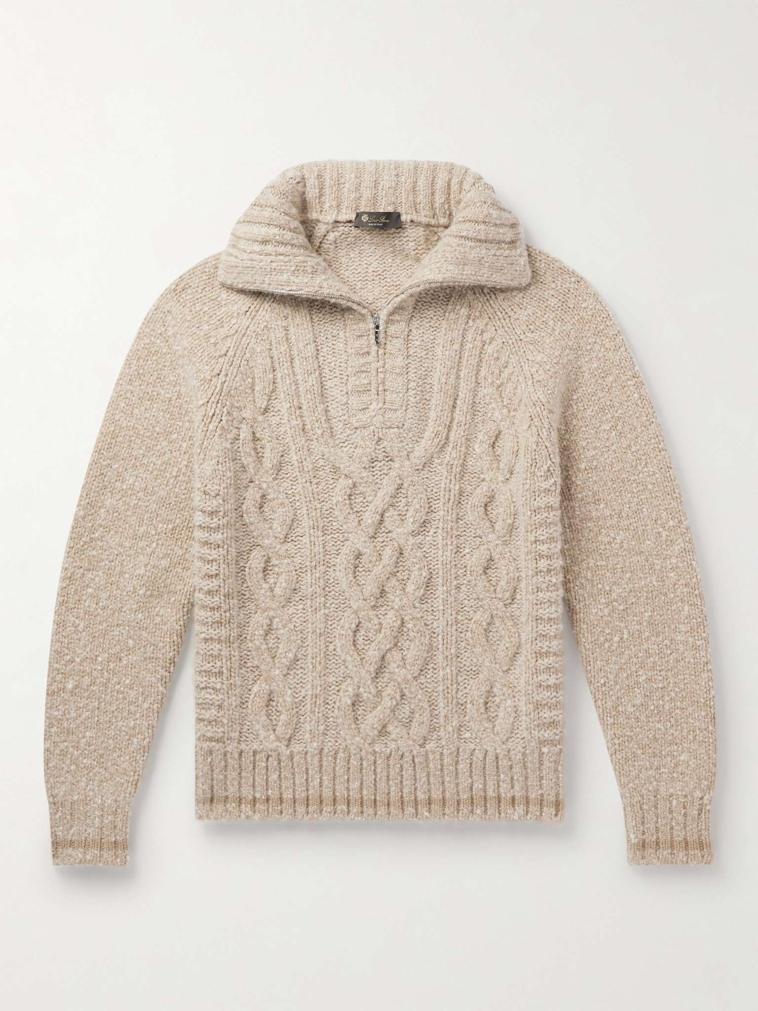 Cable-Knit Cashmere Half-Zip Sweater - 1