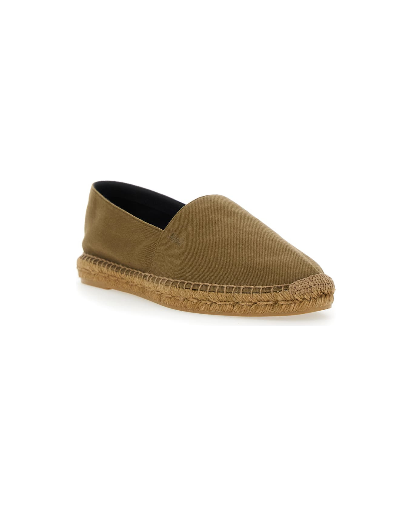Brown Espadrilles With Tonal Cassandre Embroidery On The Side And Almond Toe In Cotton Man - 2