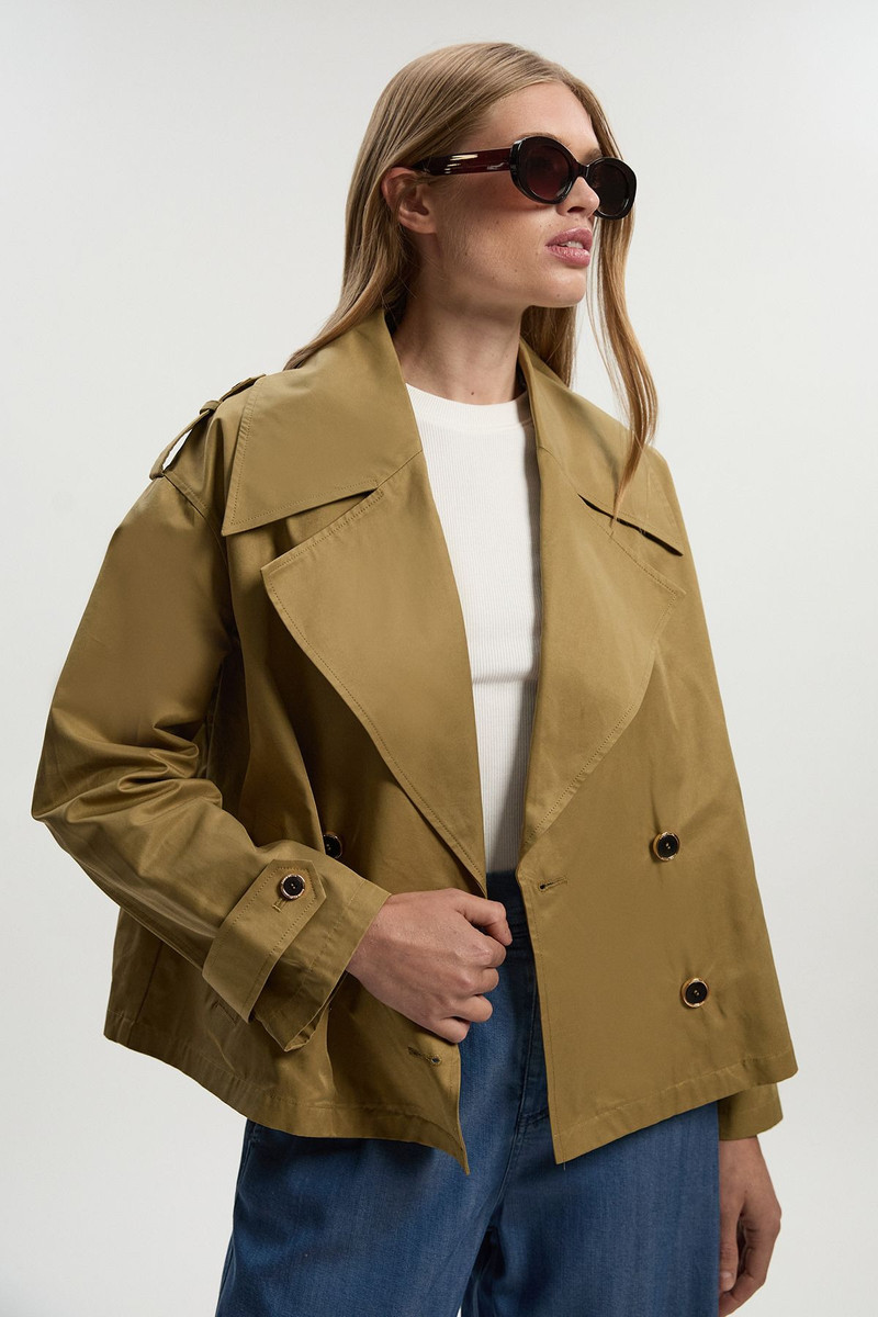 Cotton Relaxed Short Trench Coat 1
