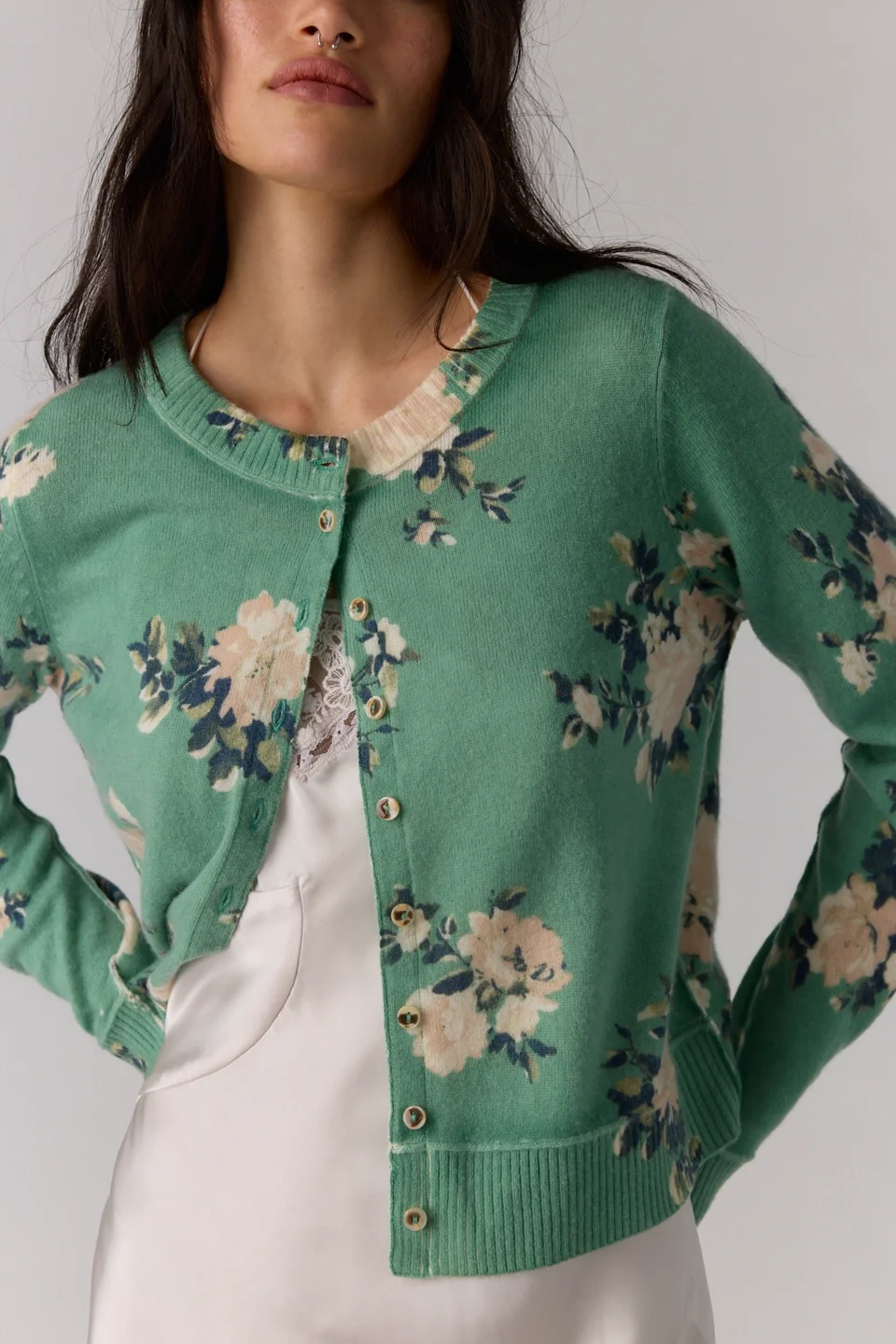 Nocturnal Patterned Cashmere Cardi - 1
