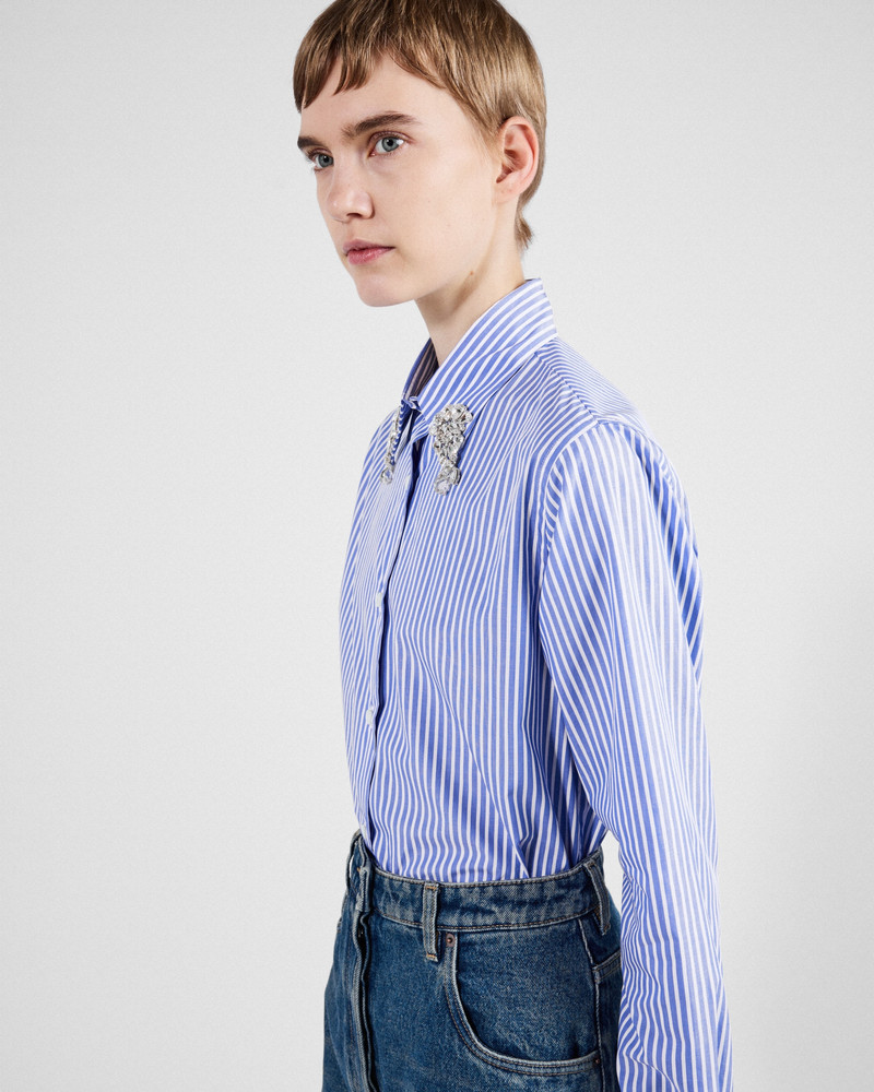 Embroidered stripe poplin shirt 3