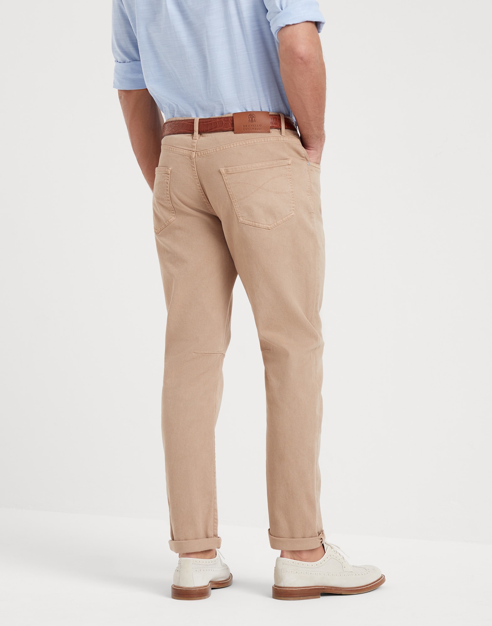Garment-dyed comfort denim leisure fit five-pocket trousers - 2