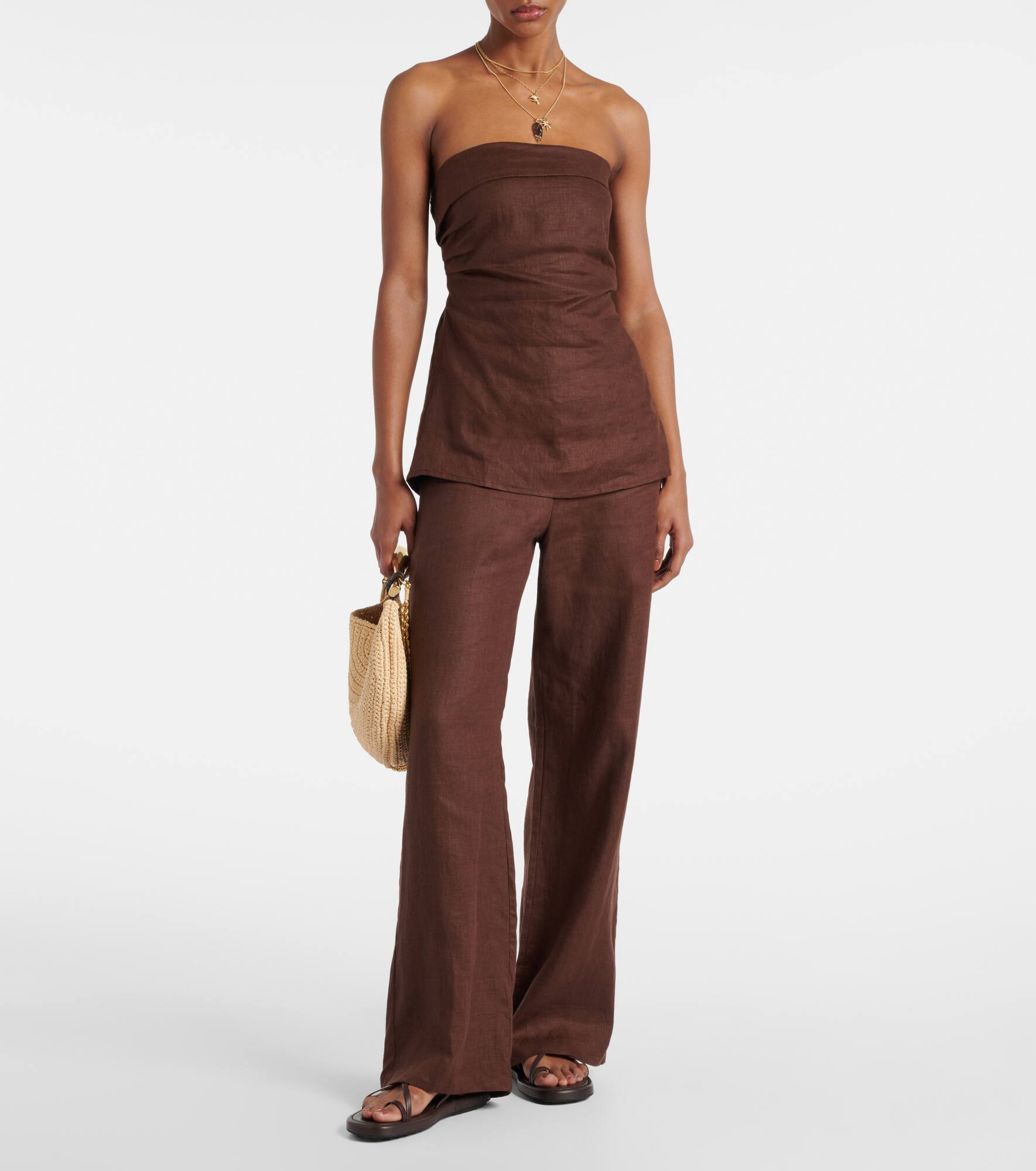 Ilride high-rise linen straight pants - 2