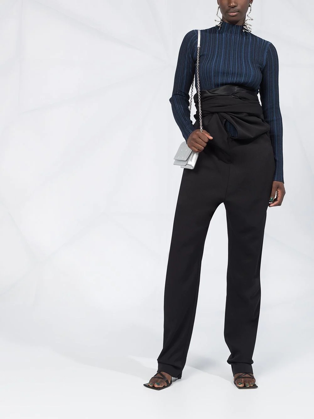 high-waisted draped trousers - 2