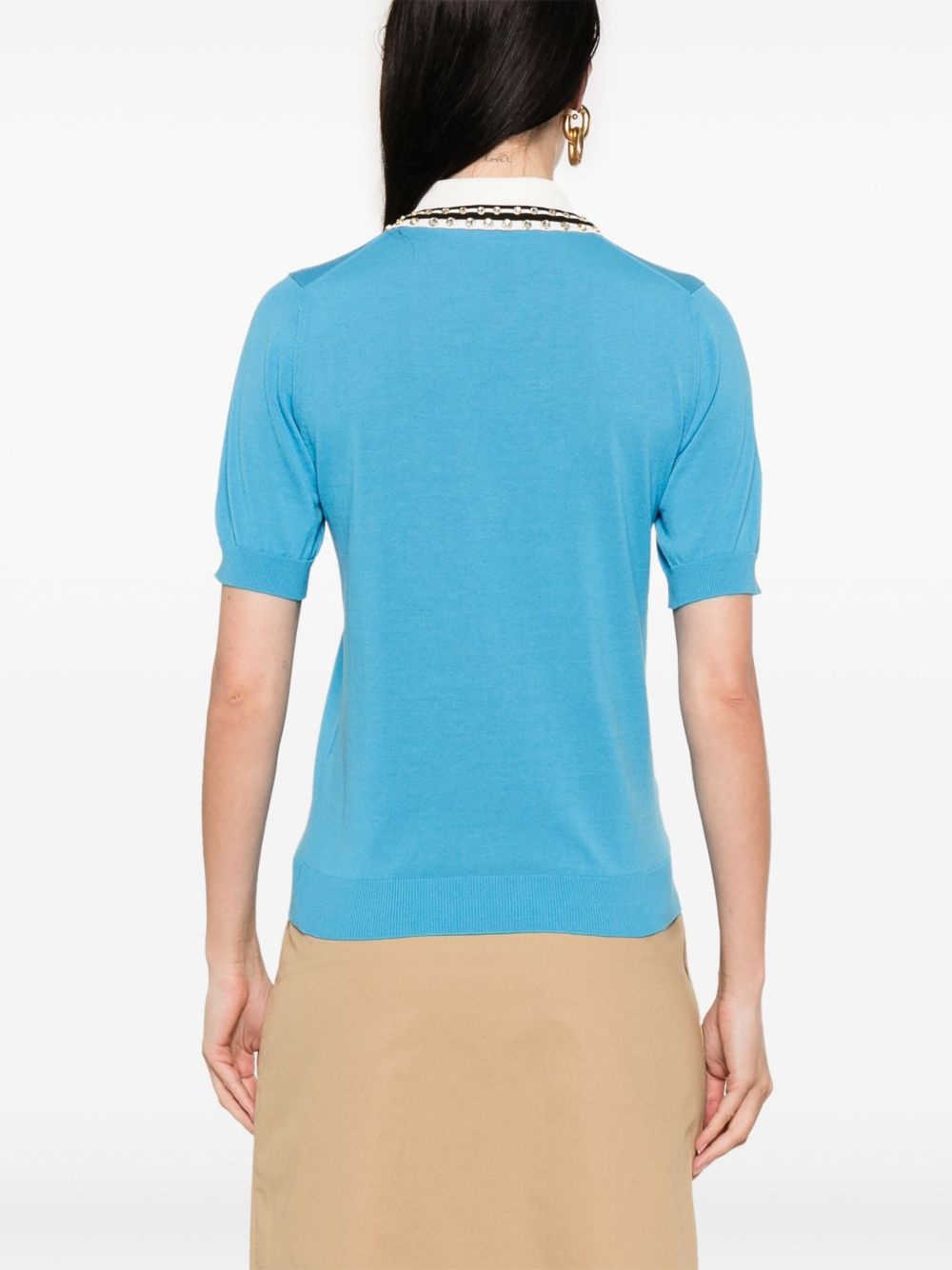crystal-embellished polo top - 4