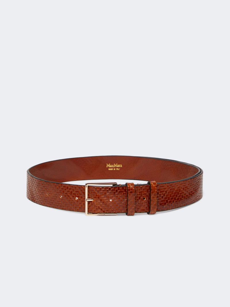 TRINE Braided leather belt - TOBACCO 4