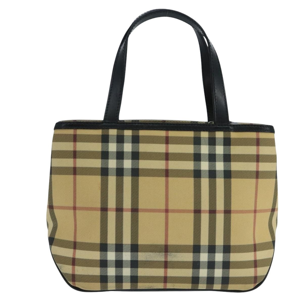 Burberry Nova Check Hand Bag Coated Canvas Beige Black Silver - 3