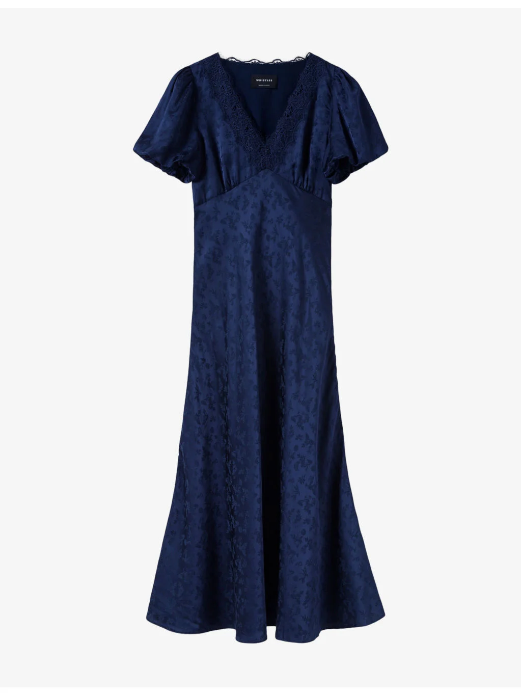 Floral V-Neck Satin Midi Dress - 1