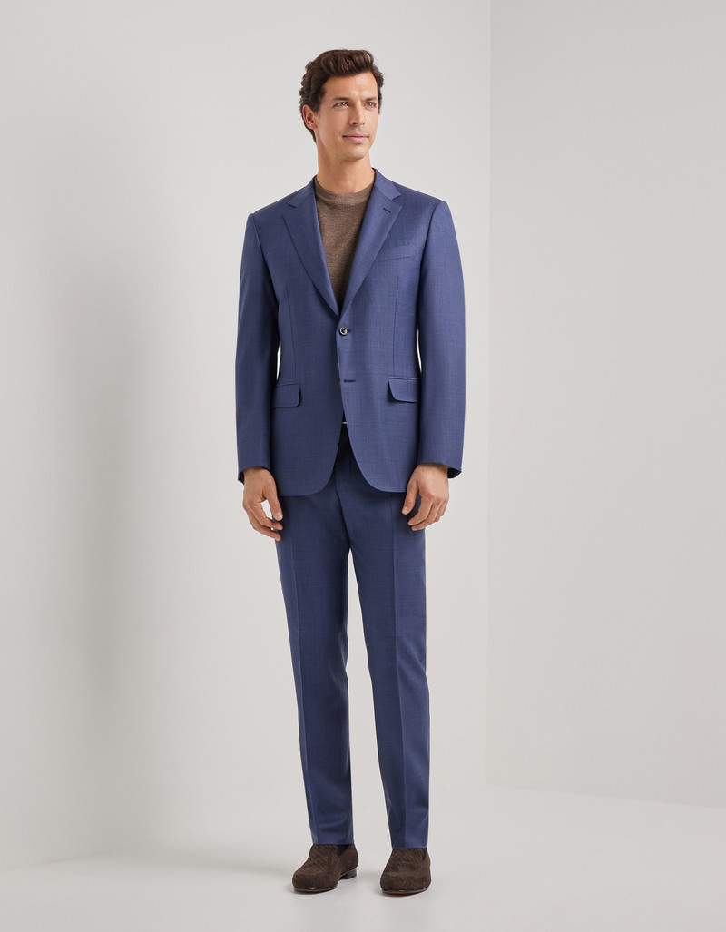 LIGHT BLUE DENIM-EFFECT WOOL REGULAR-FIT SUIT 75