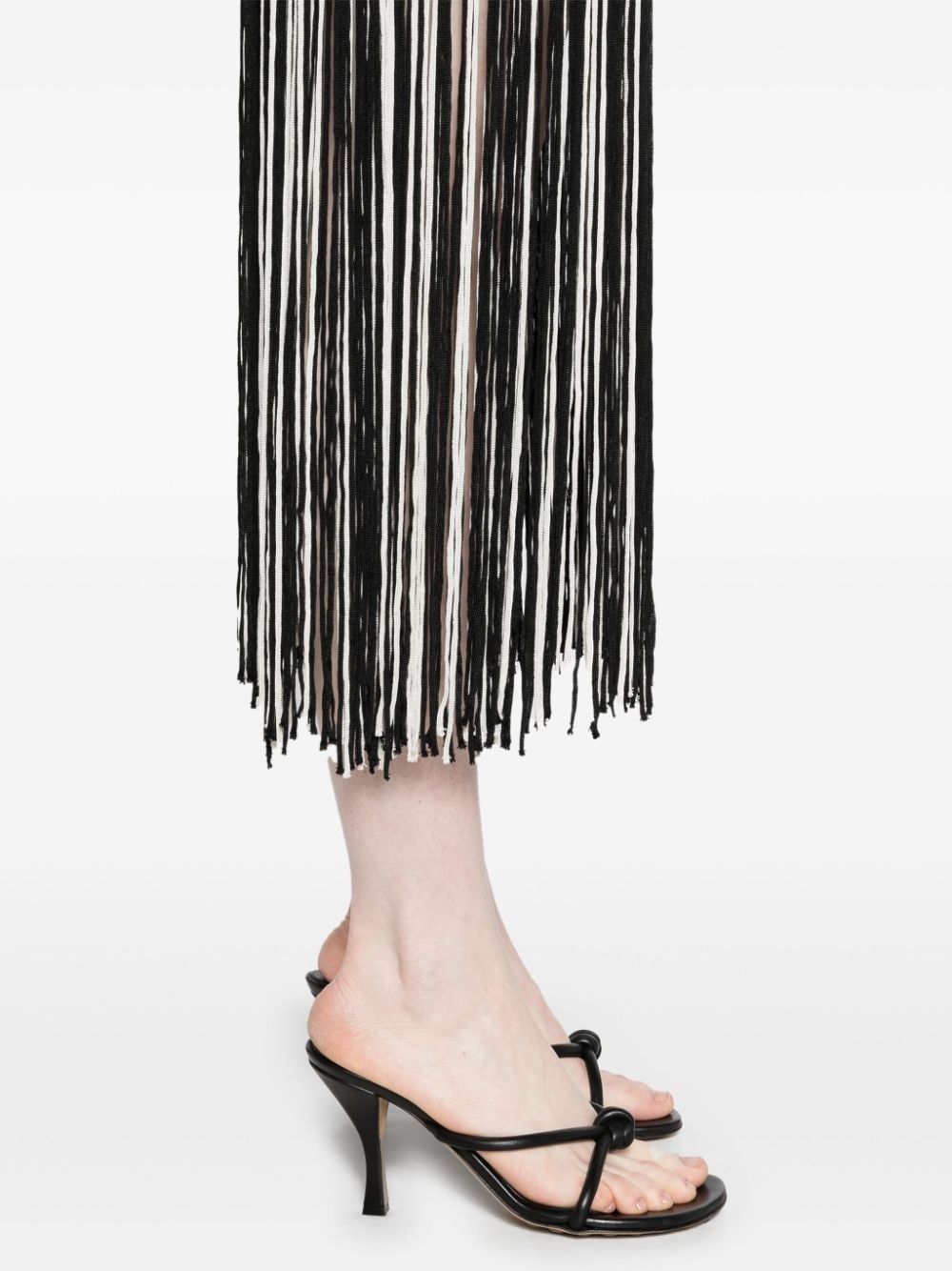 sleeveless fringed midi dress - 5