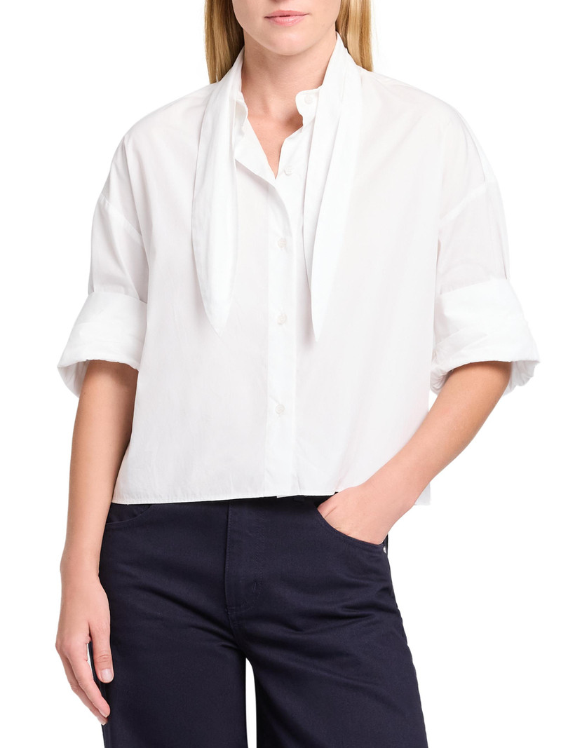 Women's Tie One On Cotton Shirt - White 3