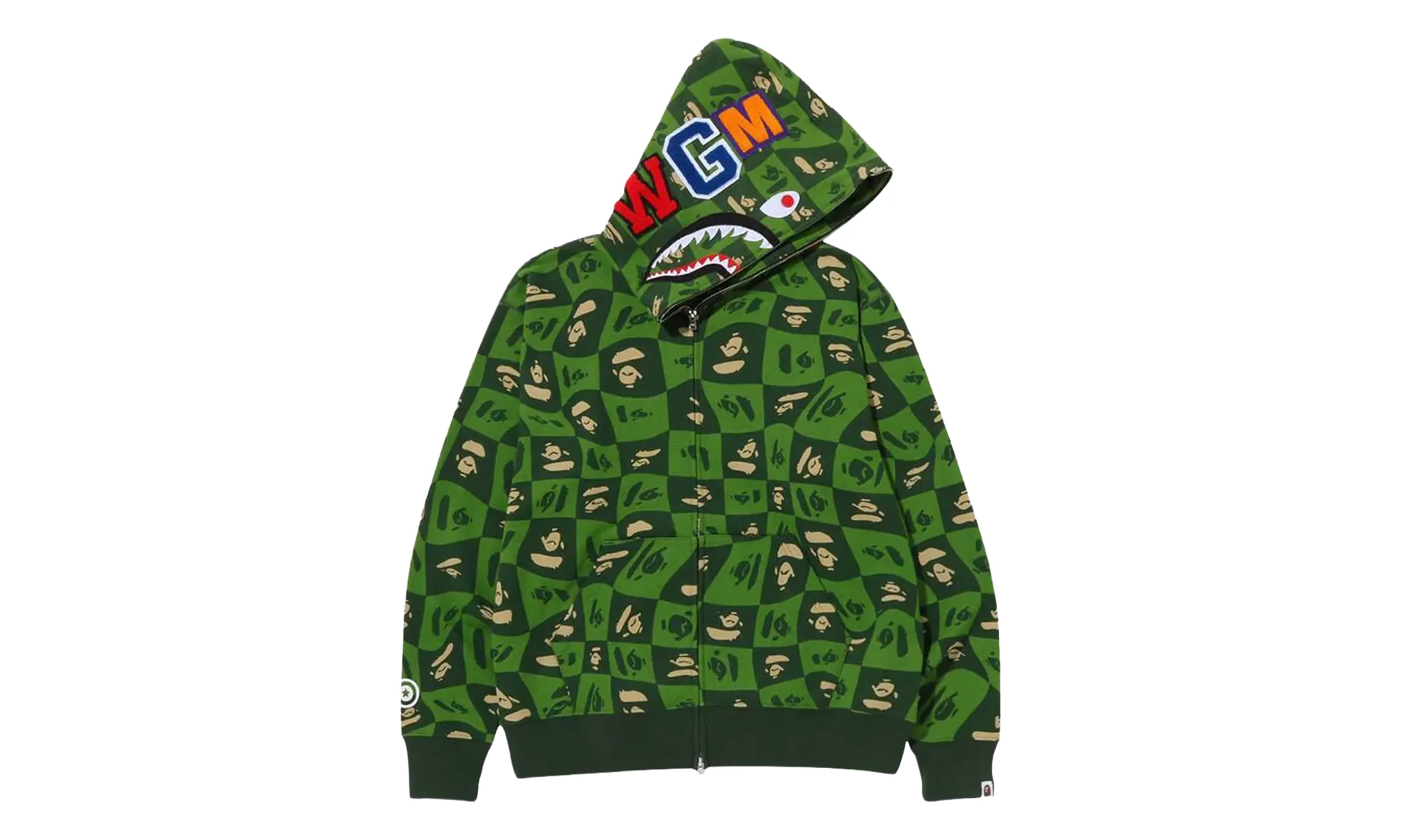 Distortion Shark Relaxed Fit Full Zip Hoodie "Green" 1I80 115 002 GREEN - 1