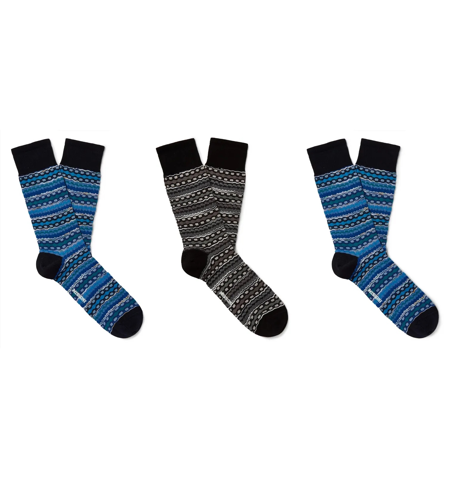 Three-Pack Crochet-Knit Cotton-Blend Socks - 1