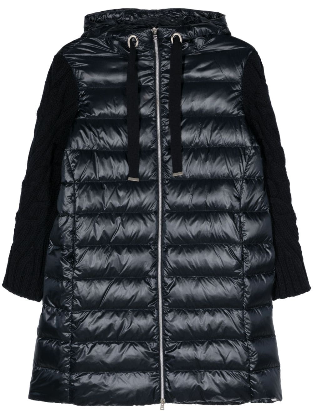 knit-sleeves padded coat - 1