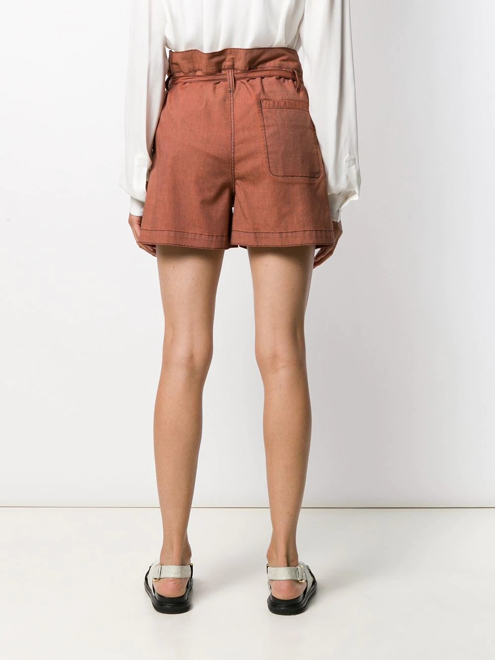 belted flared shorts - 4