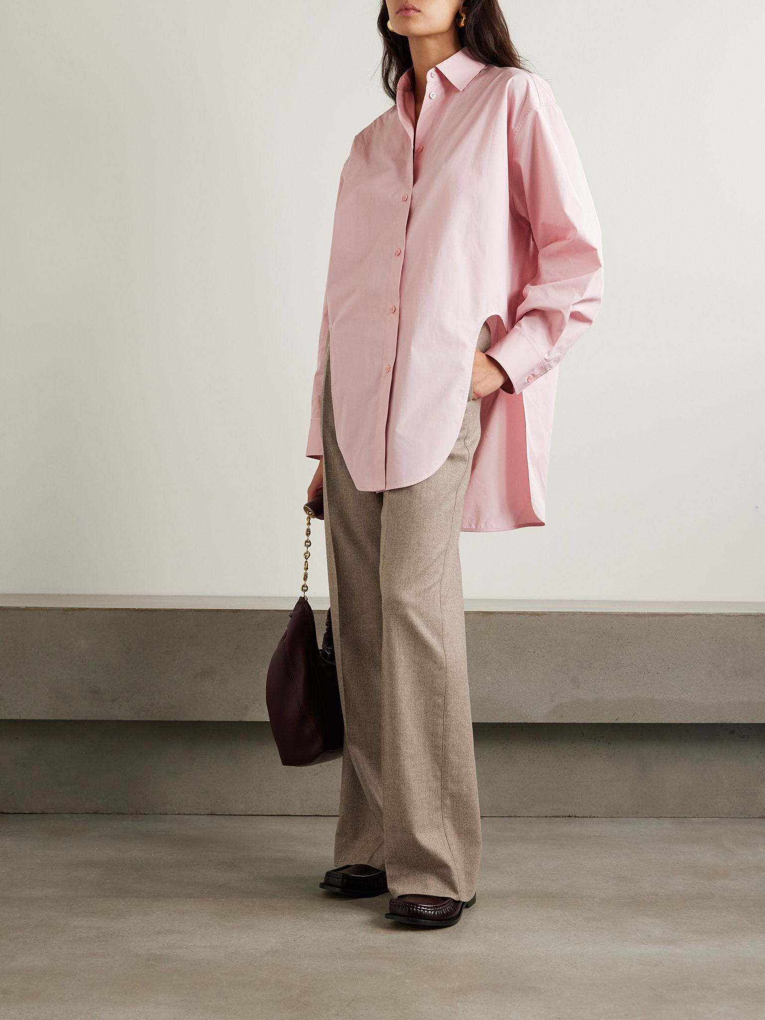 Cutout cotton-poplin shirt Pink - 2