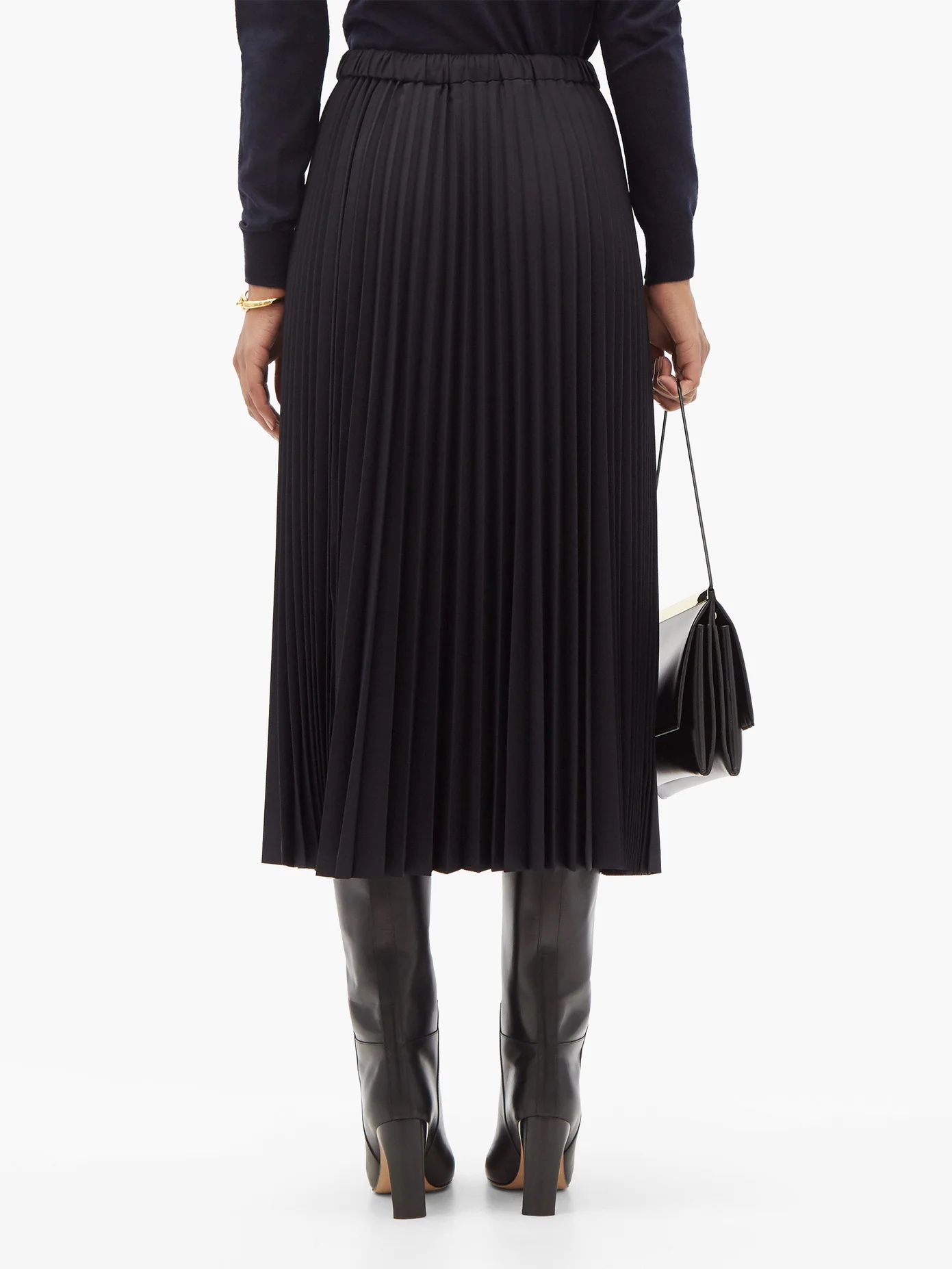 Plissé-knit jersey midi skirt - 5