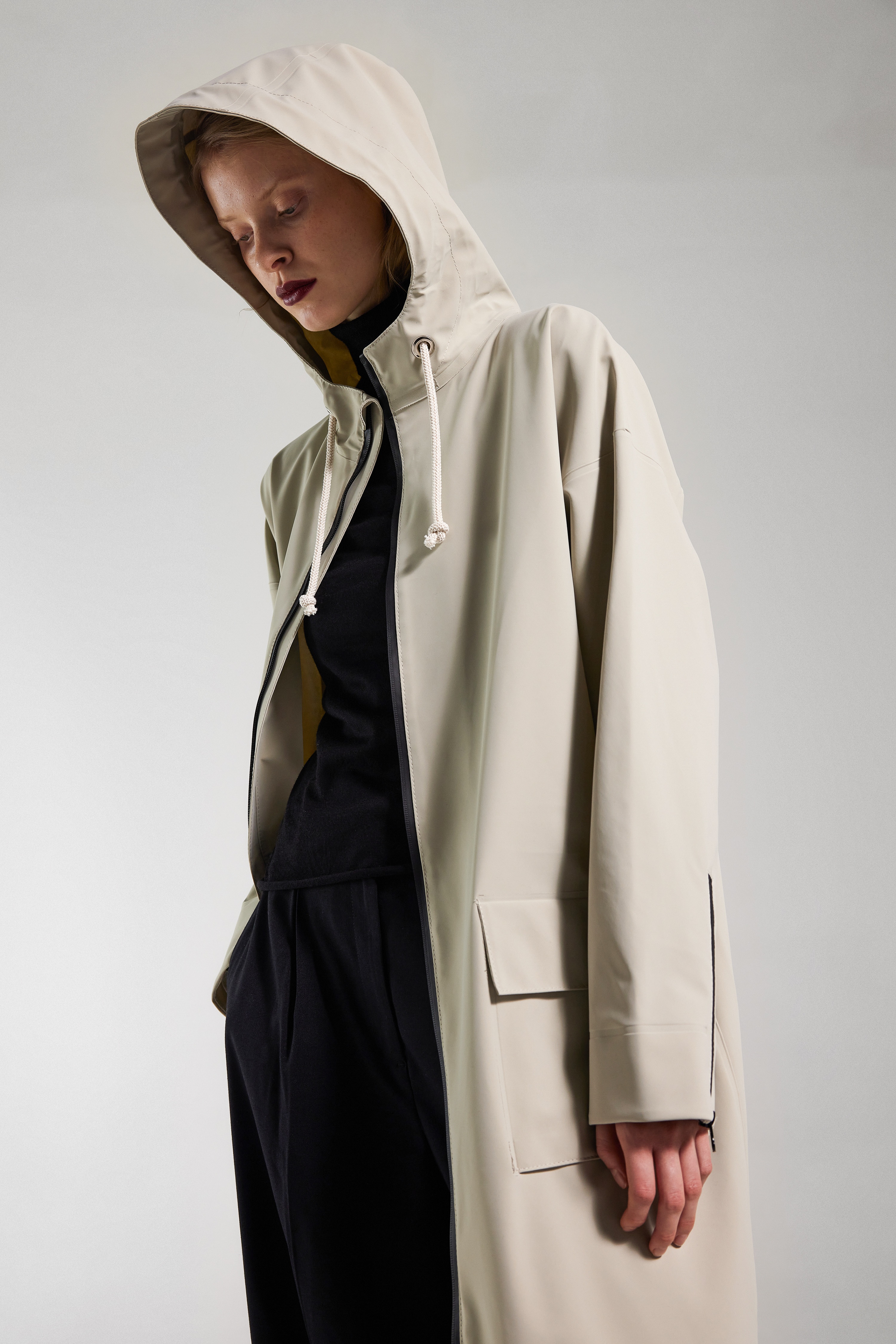 Sandviken Long Zip Matte Raincoat Pelican - 2