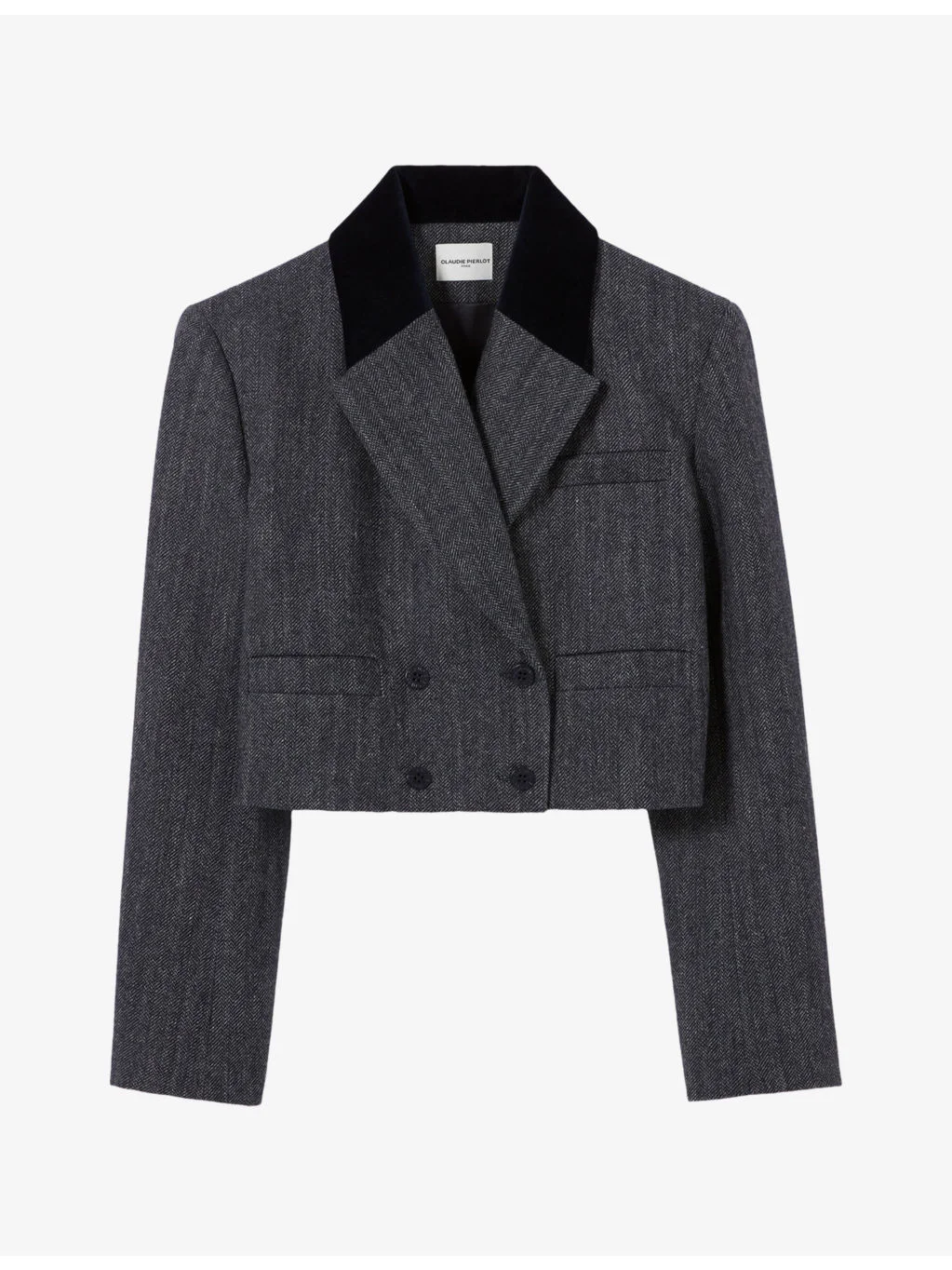 Double-Breasted Cropped Wool-Blend Jacket - 1