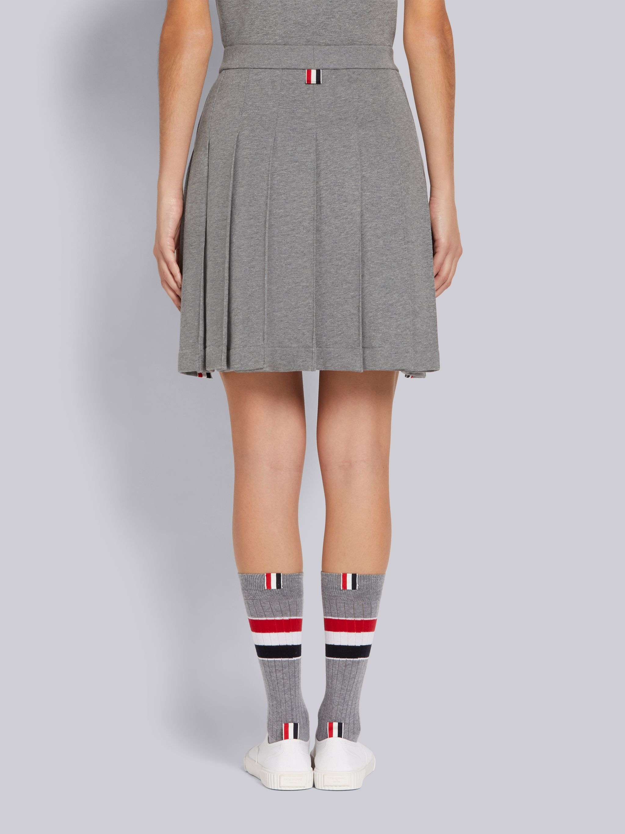 Medium Grey Cotton Loopback Pleated Mini Skirt - 3