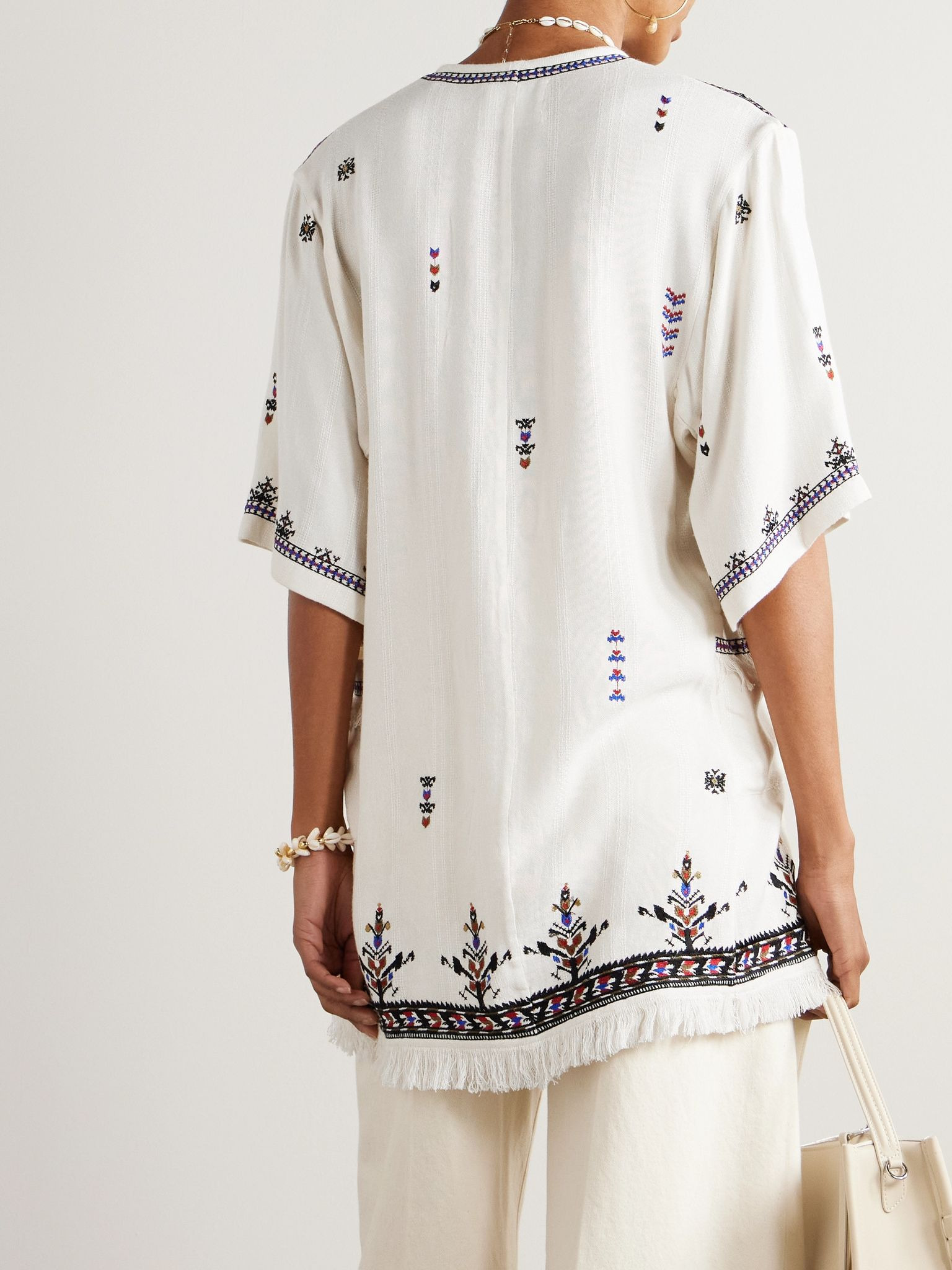 Kressy embellished embroidered woven tunic Ecru - 3