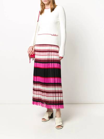 Valentino striped pleated silk skirt outlook