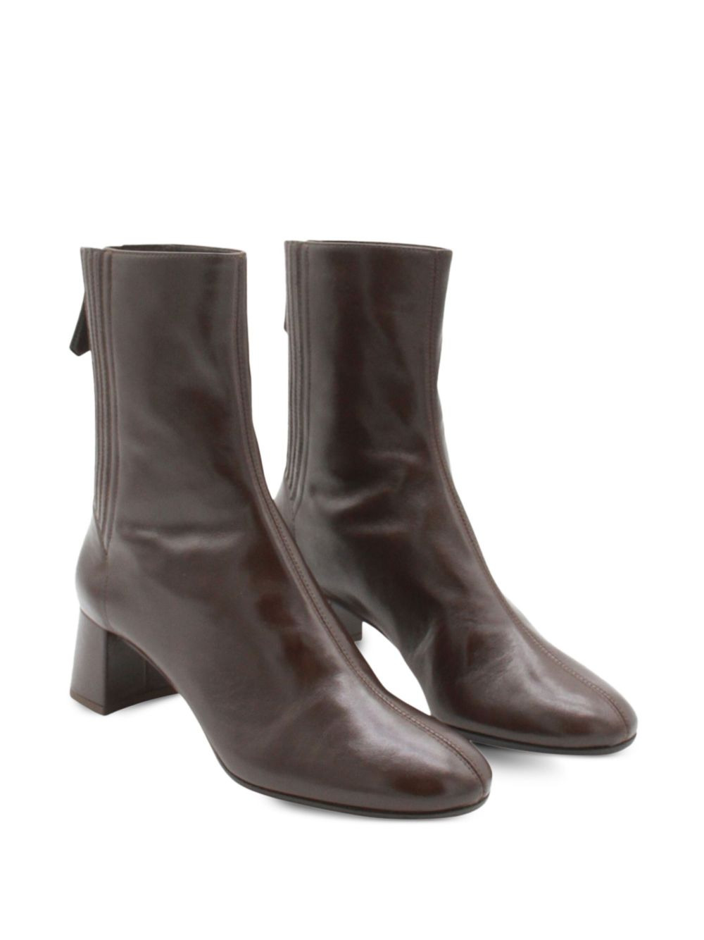 leather block-heel boots - 3