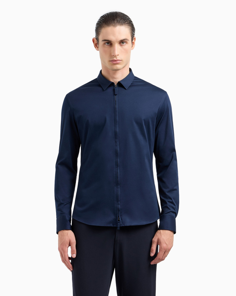 GIORGIO ARMANI Cotton-jersey zipped shirt outlook