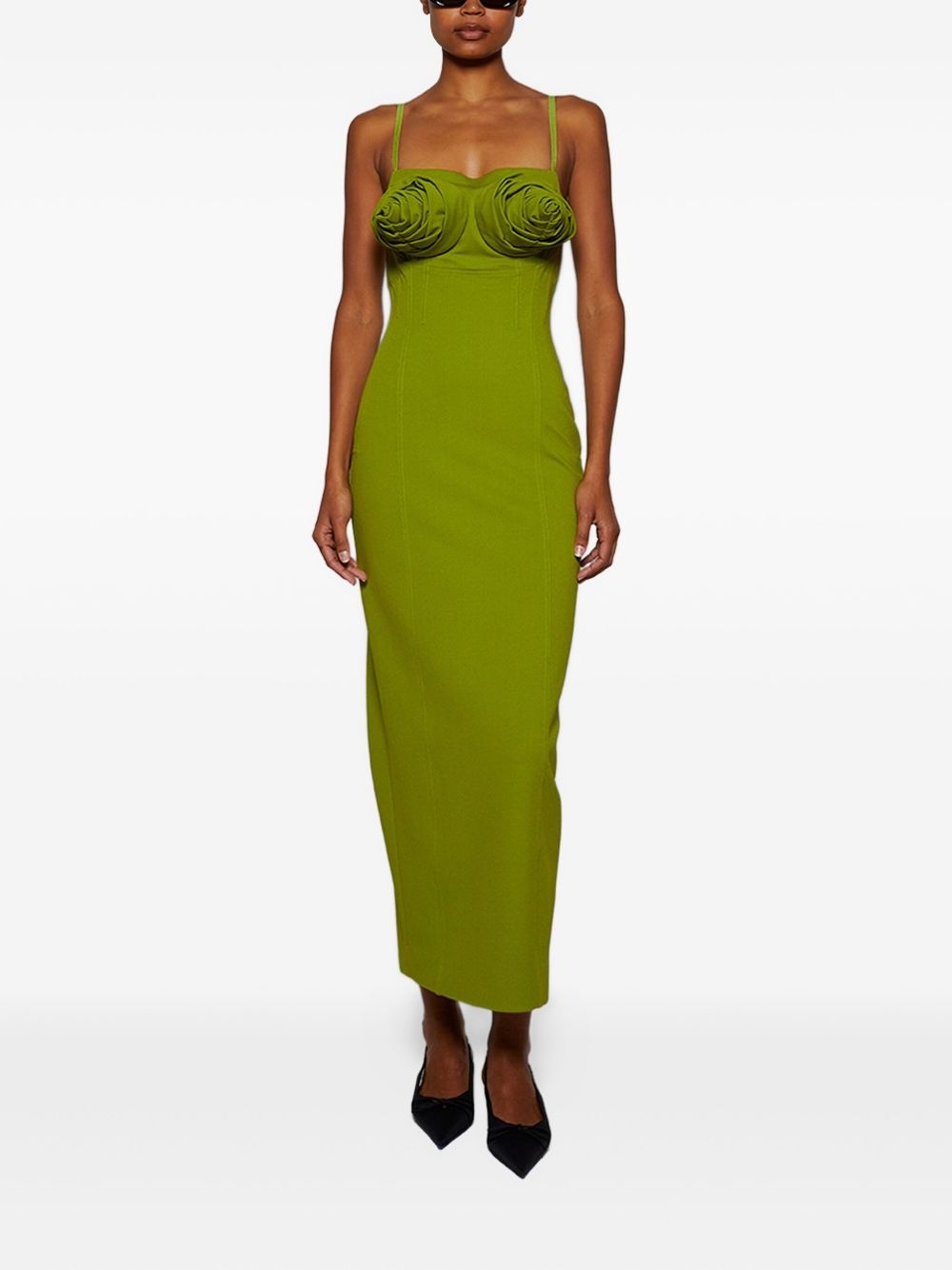 rose-embellished midi dress - 2
