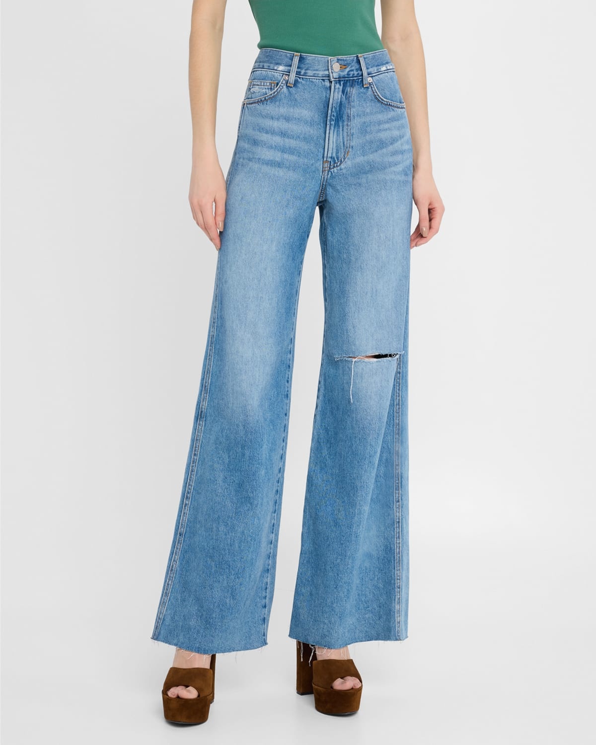 Kasey Mid-Rise Wide-Leg Jeans - 4