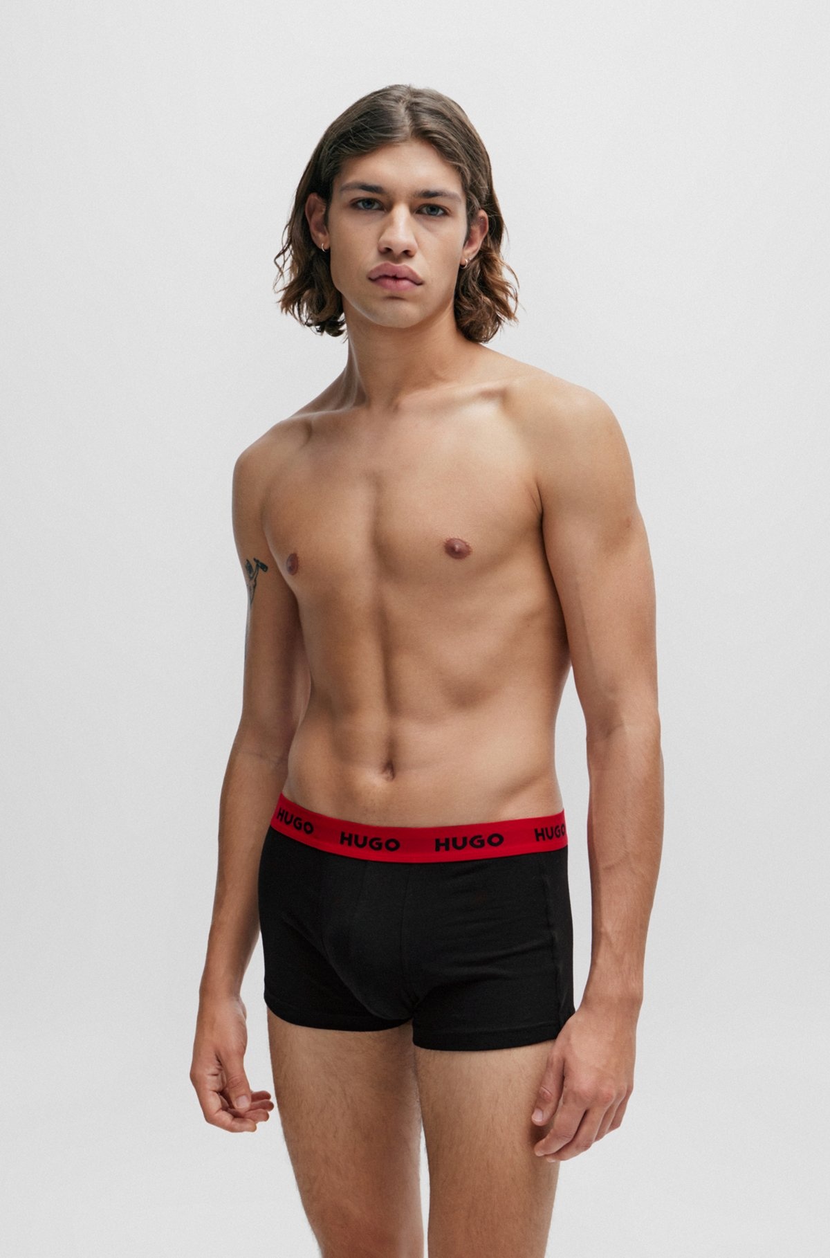 THREE-PACK OF LOGO-WAISTBAND TRUNKS IN STRETCH COTTON - 2