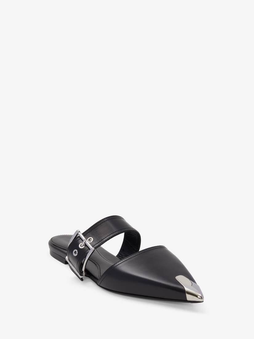 Punk Flat Mule in Black/silver - 2